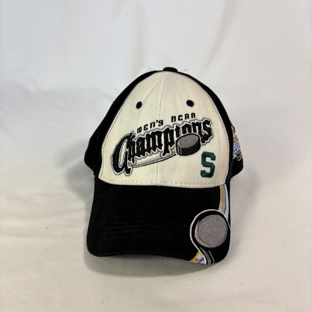 Michigan State 2007 NCAA Hockey Champions Trucker Baseball Hat Mens OSFA Black